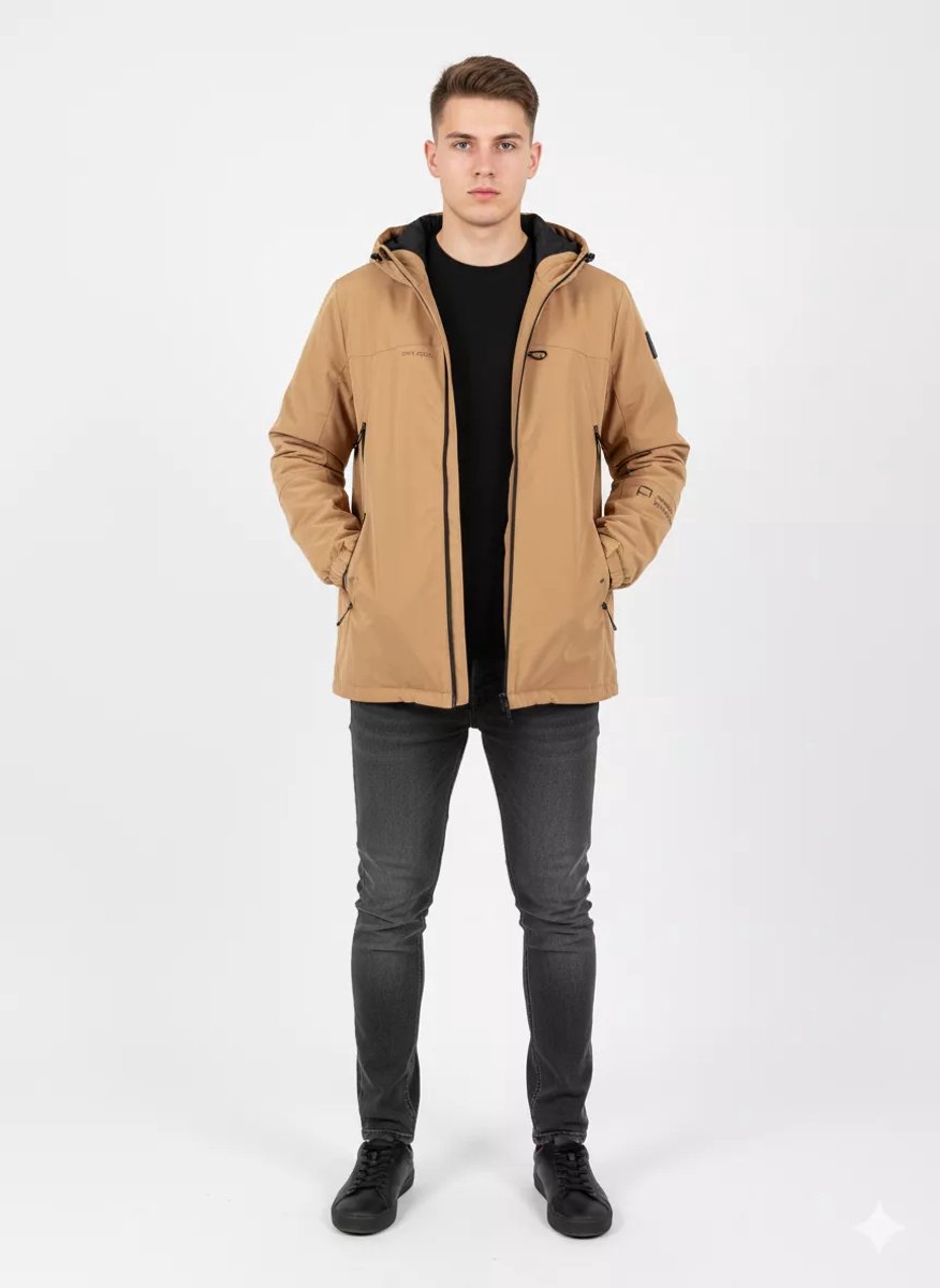 Ombre - Heren Tussenjas - Steekzakken - Rits - Camel