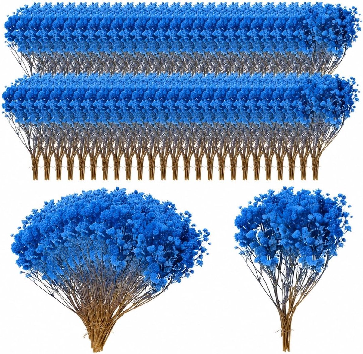 100 stuks Natuurlijke Gedroogde Bloemen - Kleurvast - Mini Gedroogde Gipskruid voor Botanische Monsters - Fotolijsten (blauw)