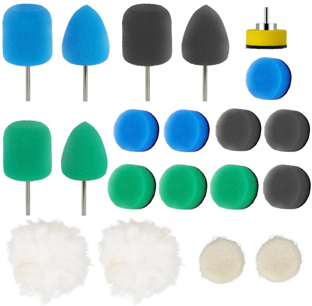 Mini Polijstschuimpjes 25 mm - Set van 20 voor Auto Polijsten, Onderhoud en Kleine Oppervlakken
