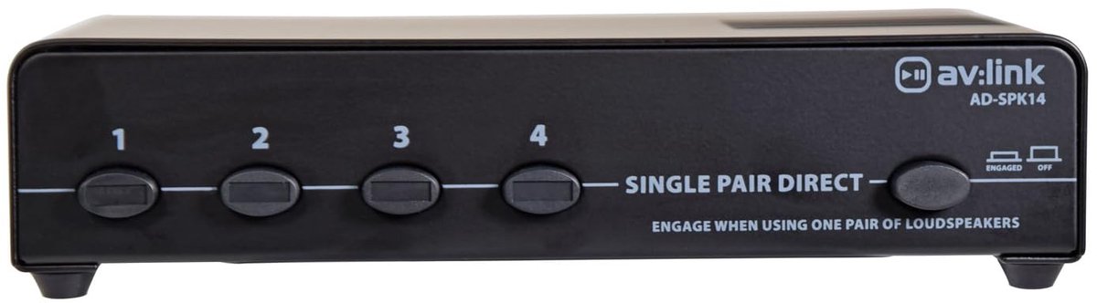 AV:Link 4-weg luidspreker-switcher-keuzemogelijkheid, audio-splitter-schakelaarbox voor maximaal 4 stereo-luidsprekers - ShopVlot