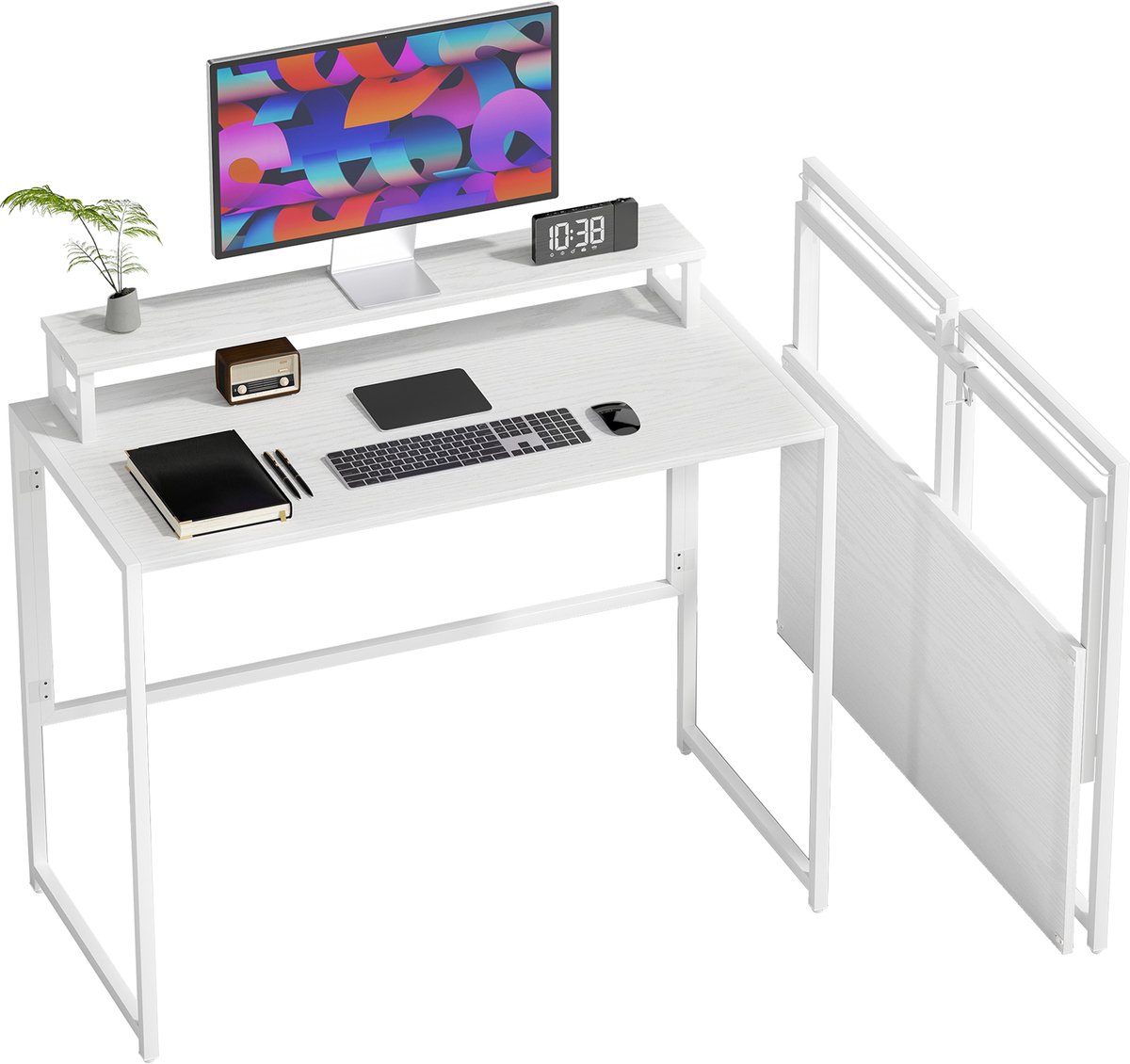 Homcom Schrijftafel-MDF, staal-100L x 48B x 87,5H cm-Wit