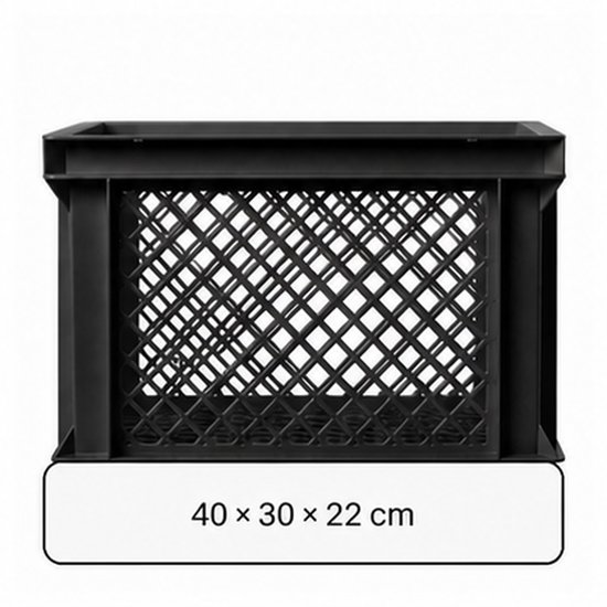Vintag Fietskrat - 26 Liter - 40 x 30 x 22 cm - Kunststof - Zwart — afbeelding 4