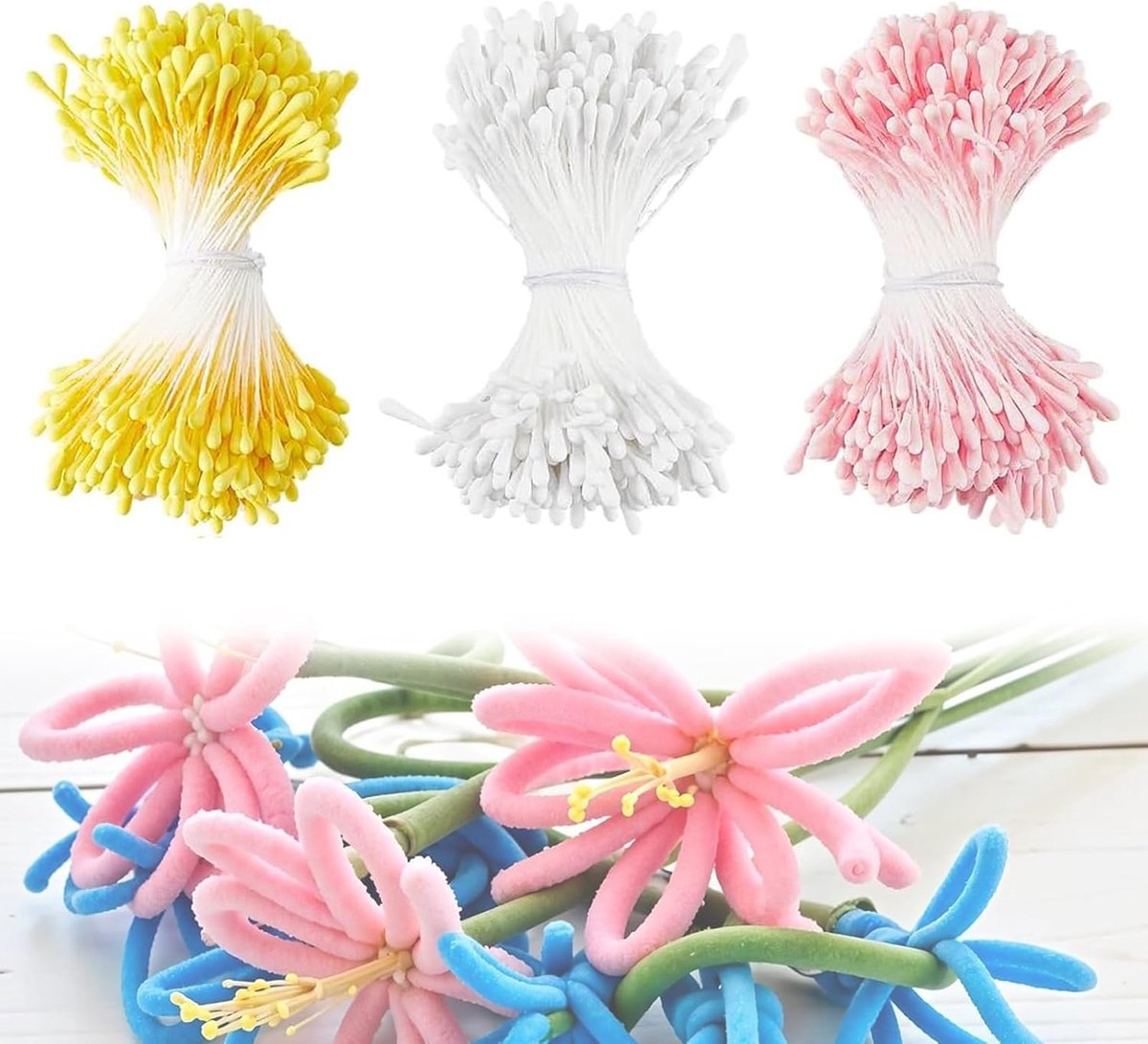 Kunstbloemenstempels - Wit - 60 mm - Matte Dubbele Kop - Voor Creatieve Knutselprojecten