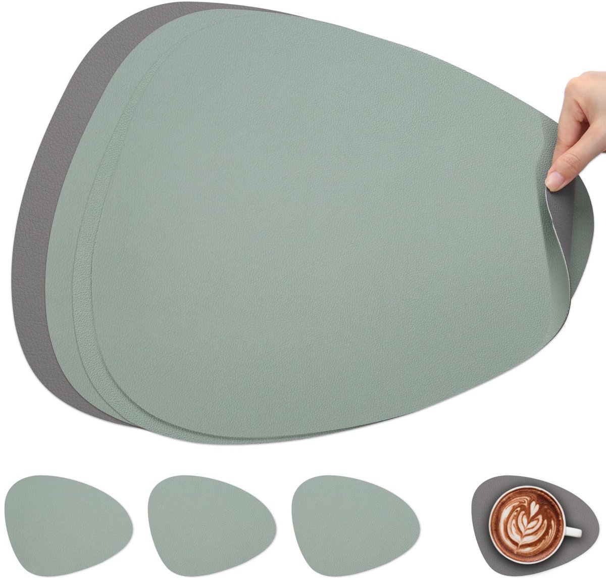 Famanu – Set van 4 placemats van kunstleer, praktische en stijlvolle onderzetters