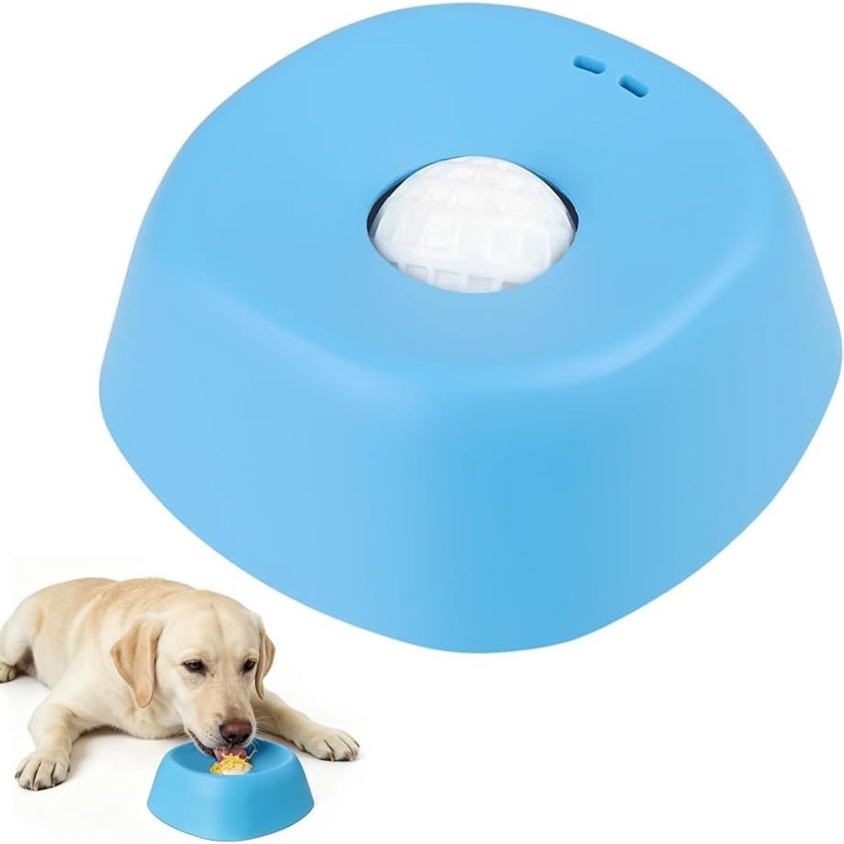 Anti-sling voerbak voor kleine honden en katten met groeven voor betere spijsvertering en minder rommel, blauw en praktisch