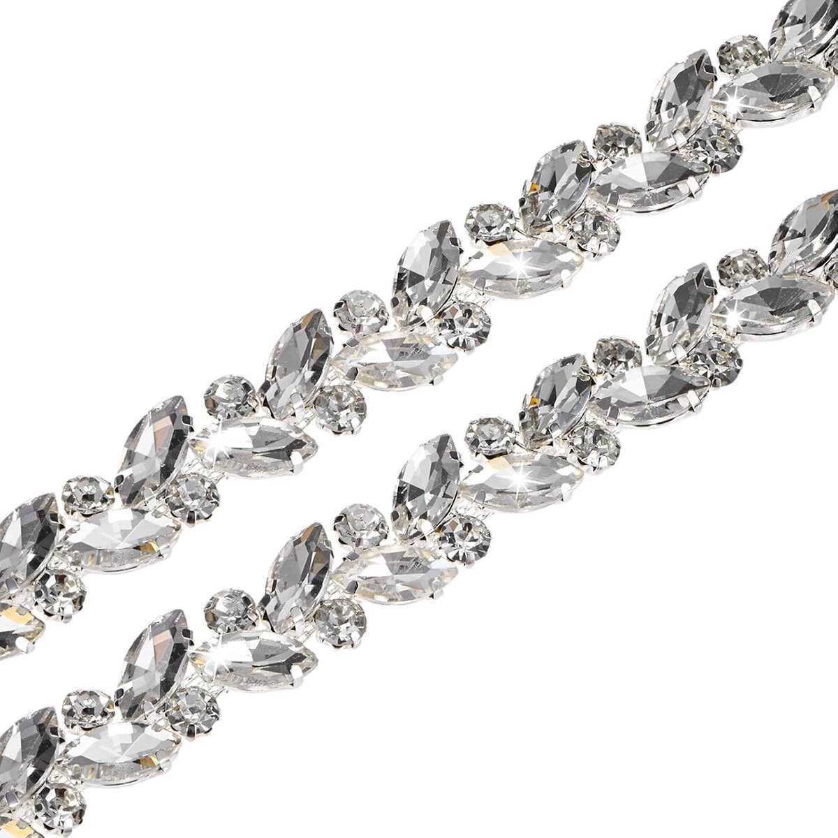 Set van 2 Kristallen Rhinestone Kettingen, 14mm Dandelion Bloem Ketting voor Bruidsmode en Creatief Naaiwerk