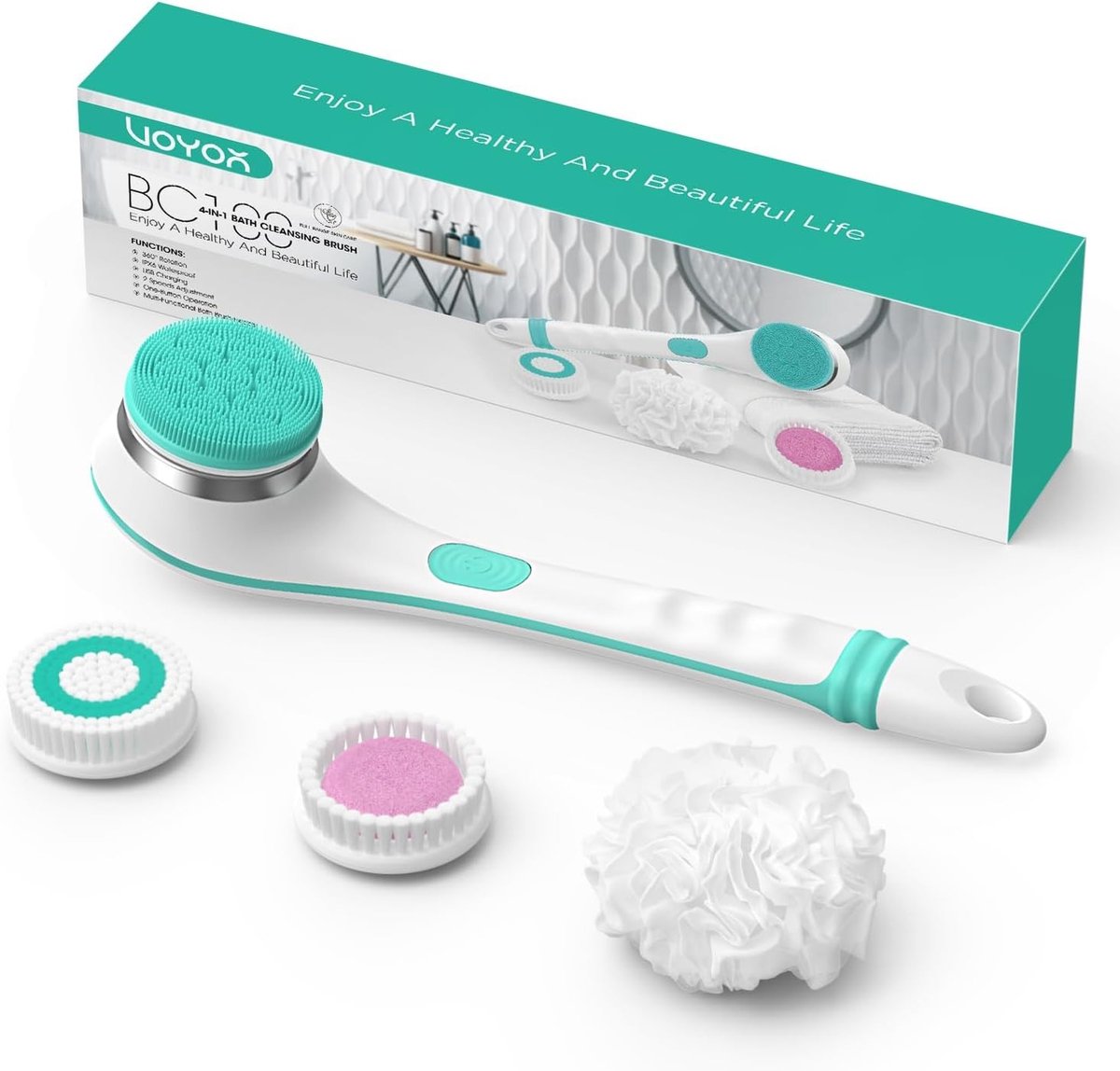 Elektrische Rugborstel en Lichaamsborstel 4-in-1, Ideaal voor Verzorging en Ontspanning