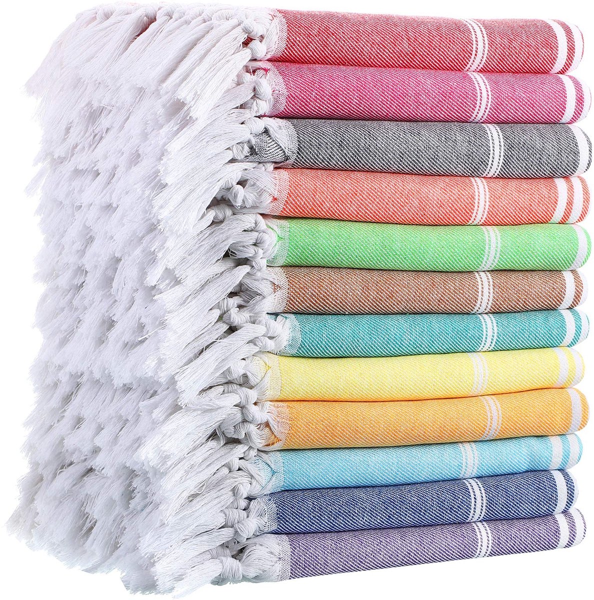 12 stuks Turkse strandhanddoeken set Turkse badhanddoek Bulk Peshtemal badhanddoek 71 x 35 inch oversized sneldrogende - ShopVlot
