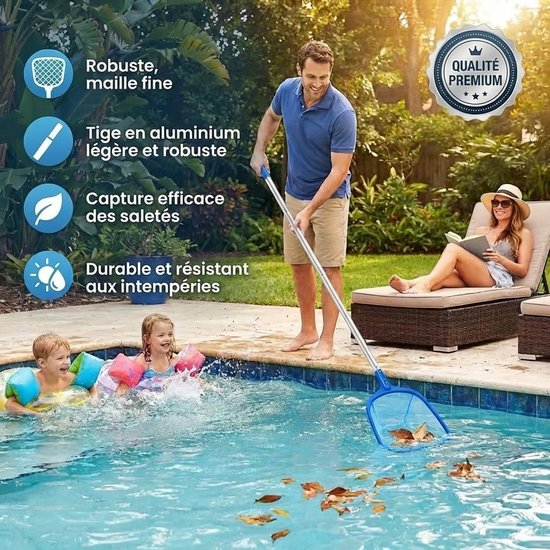 Zwembad Schepnet - Blauw - Telescoopstang - Aluminium en Nylon - Voor Zwembaden en Vijvers — afbeelding 2