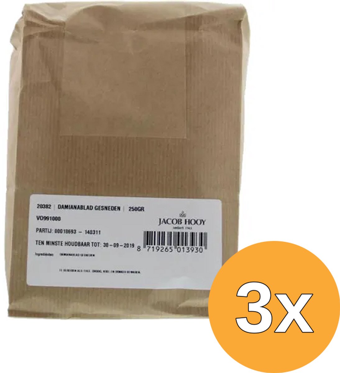 3x Jacob Hooy Damiana Blad Gesneden (250 gr)