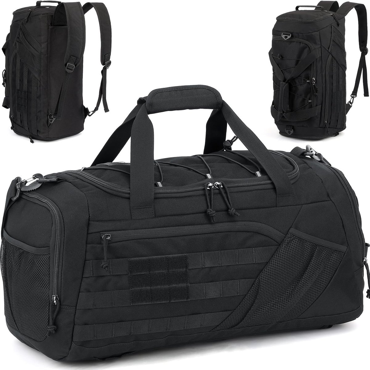 Tactische Sporttas voor Heren - Zwart - 55,8 x 28 x 29 cm - Multifunctionele Reistas met Schoenenvak en Natvak - Voor Training en Kamperen