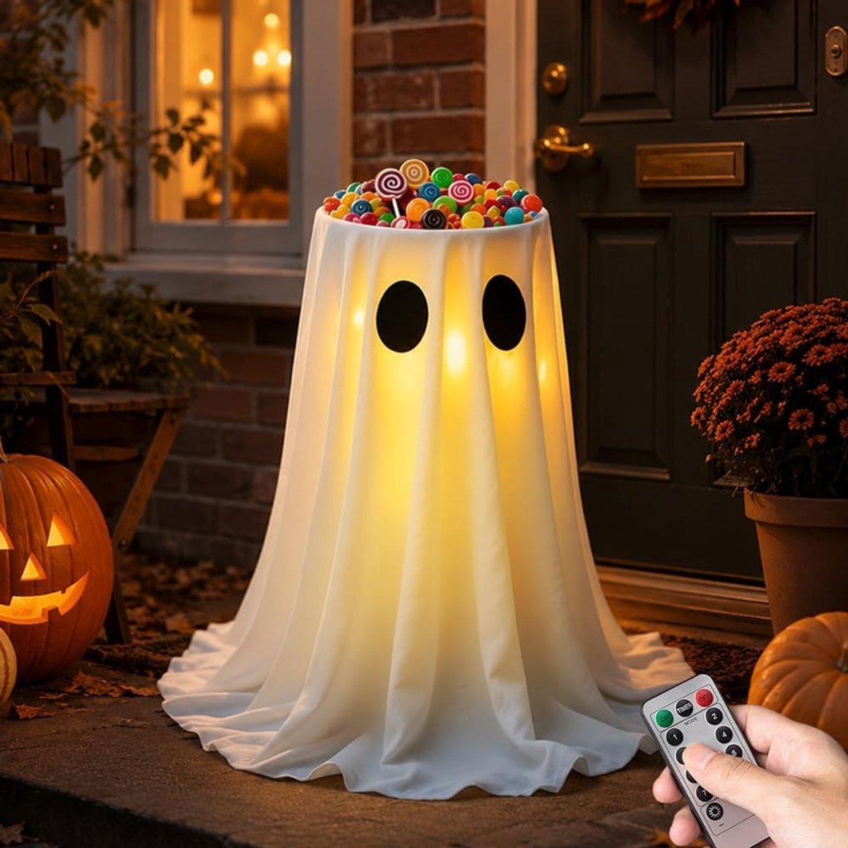 Halloween Snoepschaal - Spookachtig - 50-100 cm - LED Decoratie met 8 Modi - Voor Binnen en Buiten