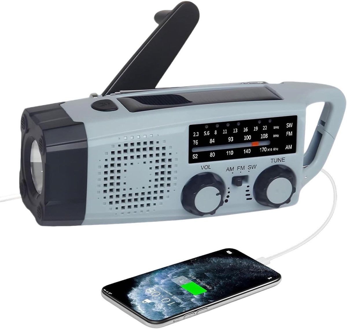 Noodradio - Groen - 2000 mAh - Oplader op Zonne-energie met USB - Voor Camping en Buitenactiviteiten