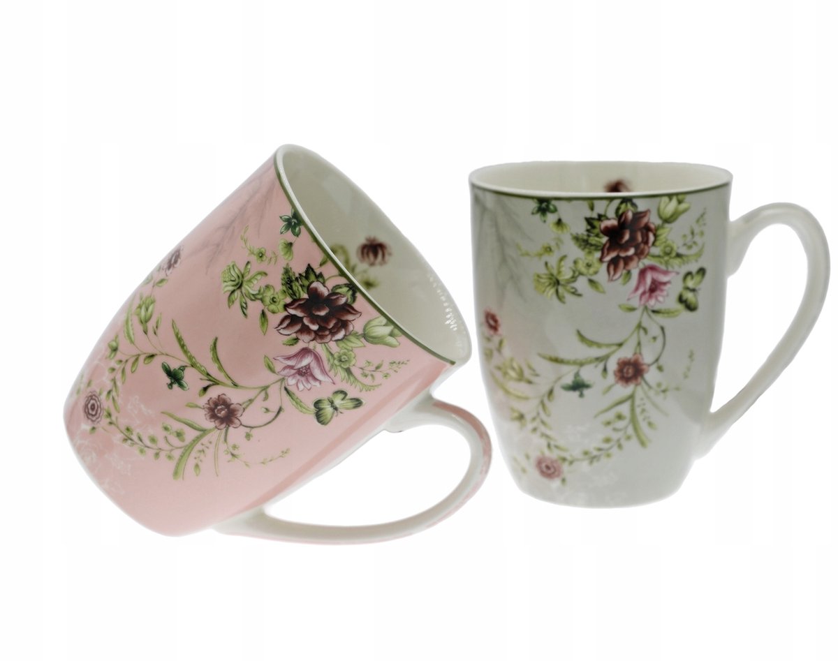 Keramische Mok 300ml Violet Bloemen - Set van 2