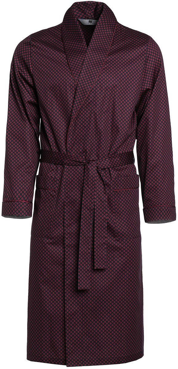 Revise Guido RE-504 ochtendjas voor heren, elegant model, 100% katoen, Donkerblauw - rood C7, XXL - ShopVlot