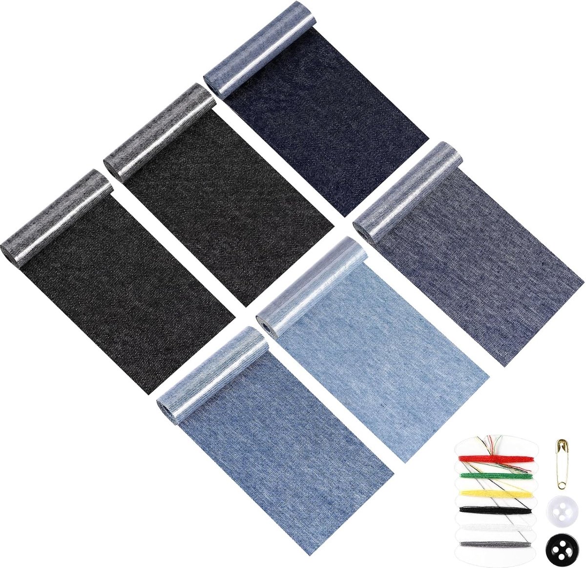 Opstrijkbare Strijkpatches - Zwart - 8 x 51 cm - Waterdichte Denim Patches - Voor Kinderen en Volwassenen