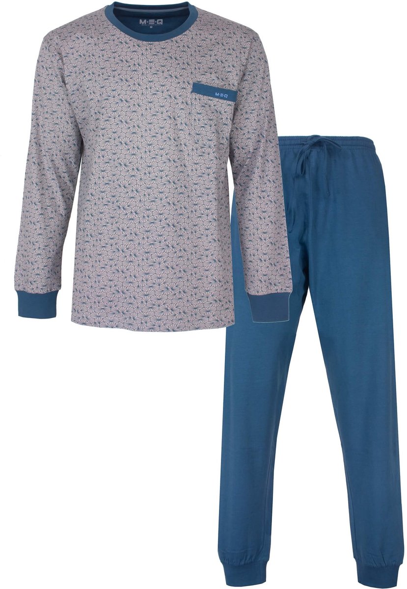 MEQ Heren Pyjama - Ronde Hals - Lange Mouwen - Grijs - Maat L