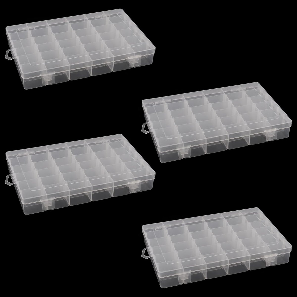 DAKFOOK 4 stuks 36 rasters kralenorganisator, opbergdoos, 27 x 17 x 4 cm, transparante knutselkralenopbergdozen met - ShopVlot
