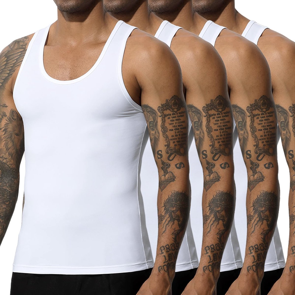 Casey Kevin 4 stuks Tanktop voor heren, mouwloos, regular fit, zomer, sport, gym, tanktops voor heren, hardlopen - ShopVlot