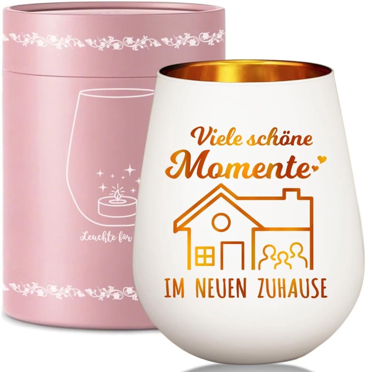 Windlicht glas voor buren vriendin collega, nieuw huis woning cadeau voor verhuizing, housewarming cadeau - ShopVlot