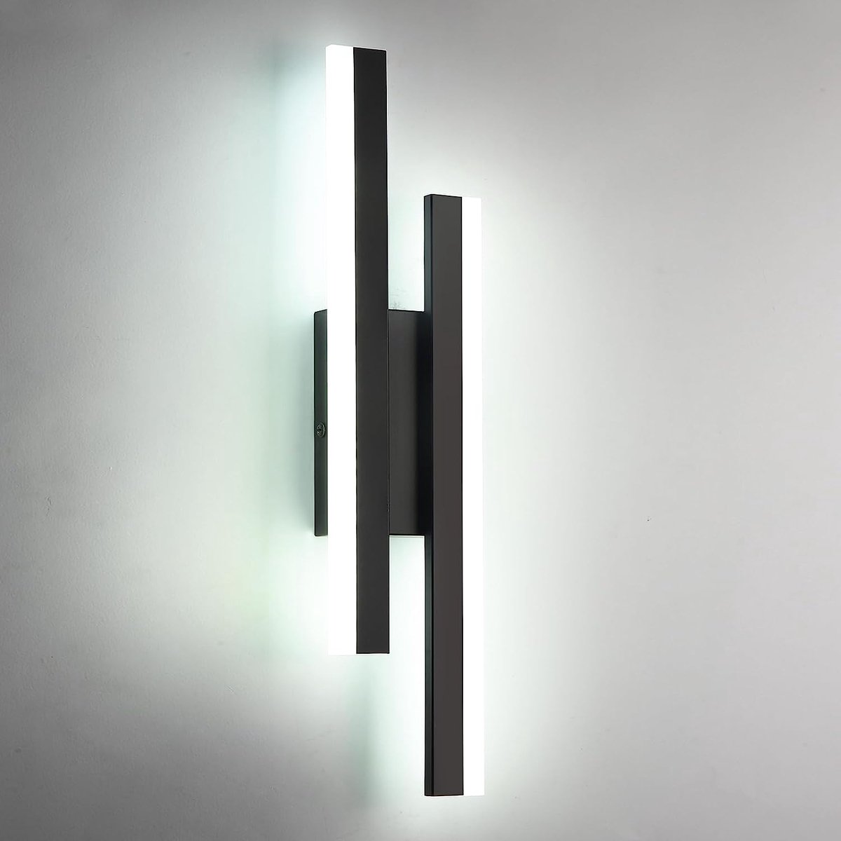 Riserva LED Wandlamp modern minimalistisch onregelmatig zwart, 16W koud wit 6500K Ra80, ijzer + acryl, 40cm, voor trap gang balkon zolder