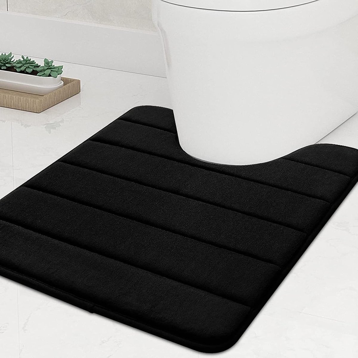 Zachte U-vormige toiletmat van memory foam, antislip en absorberend, 50x60 cm, wasbare badkamerkleedjes voor extra comfort en hygiëne