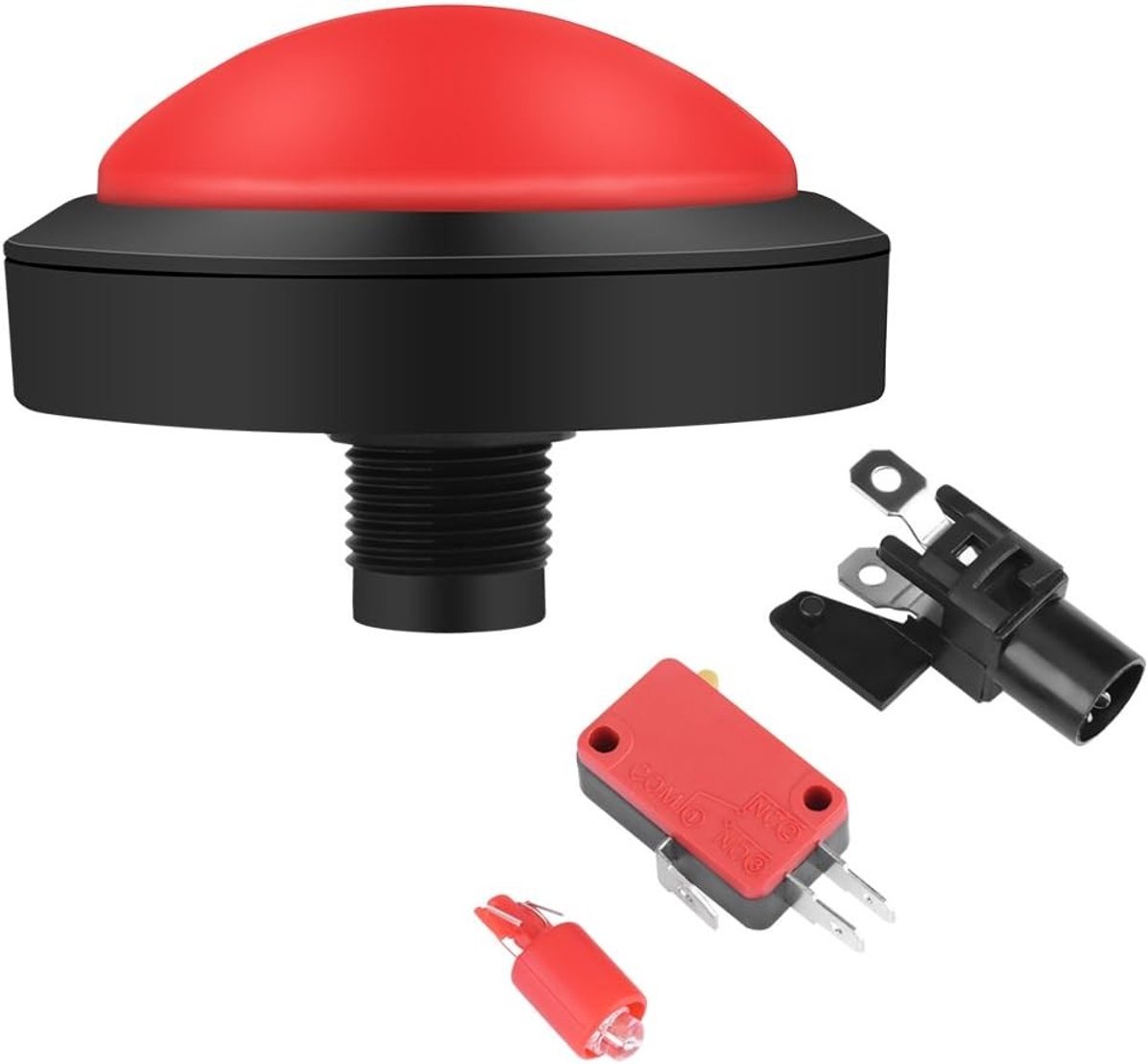 Grote Convexe LED Drukknop van 100mm in Rood voor Gaming Projecten en DIY Meubels, Ideaal voor 2-Spelers Gebruik
