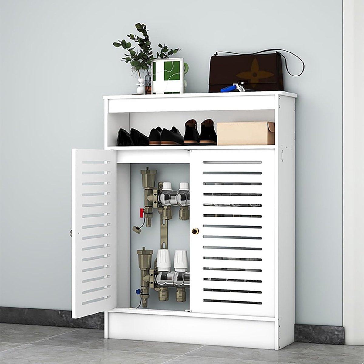 Radiatorkast - Verwarming Cover - Woonkamer Opbergen - Met Bovenblad - L50 x H90cm - Wit