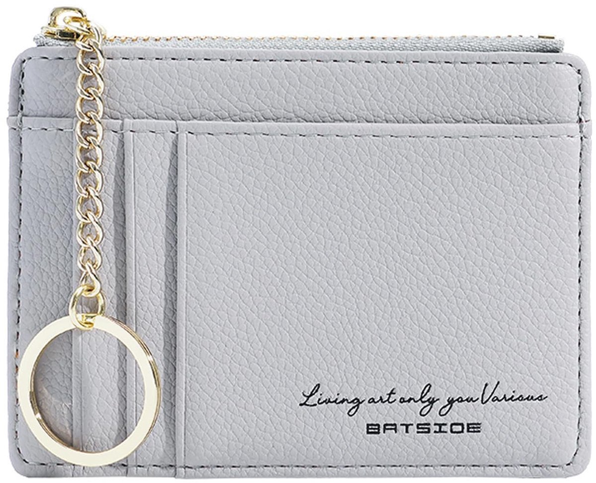 Dailygoods- Damesportemonnee Klein - PU-lederen Portemonnee - Minimalistisch Kaartenetui - 8 Kaartvakken - Rits Portemonnee - Sleutelhanger