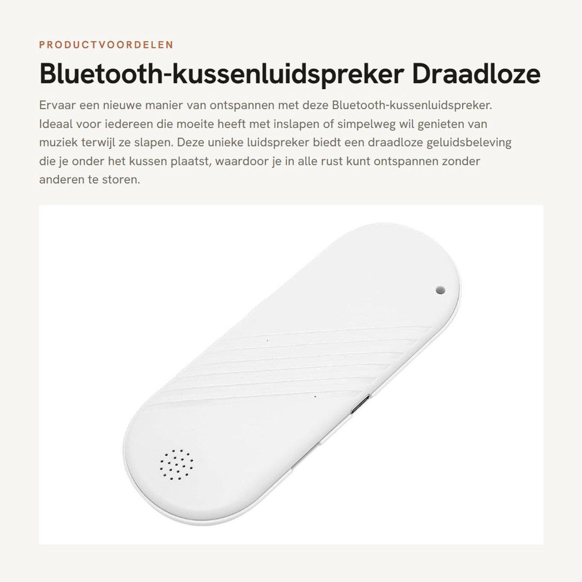 Dailygoods - Bluetooth-kussenluidspreker - Draadloze muziek - Slaapcomfort - Wit - Stressverlichting - Slapen met muziek - Geschikt voor volwassenen -...