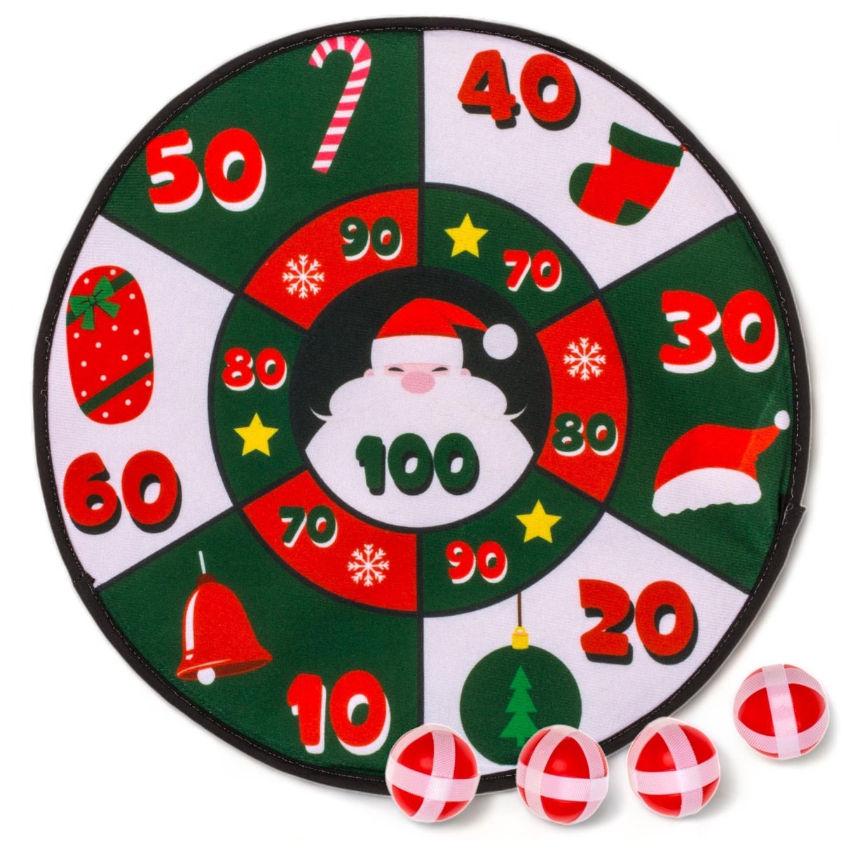 Dailygoods- Dartbord Ø 35 cm - Vilten Dartbord - Klittenbandballen - Veilig Spel - Elegant Design - Perfect voor Kerstmis - Familiespel