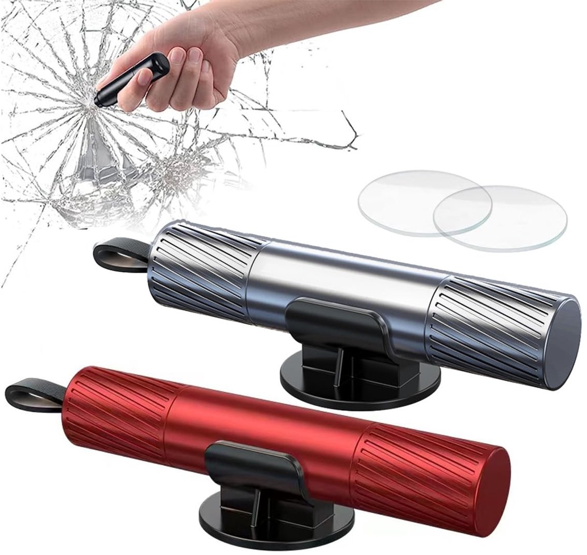 Dailygoods- Glasbreker 2-in-1 - Noodhamer/Riemsnijder - Veiligheidsgereedschap - Auto - Wolfraamstaal - Hoogwaardige kwaliteit