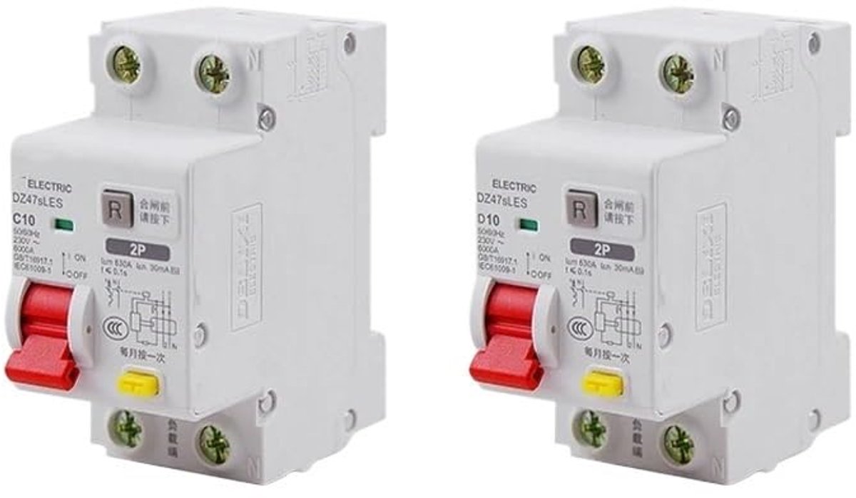 Foutstroomschakelaar - Automatishe Beveiliging - Elektrische Installatie - Overstroom & Lekbescherming - 30mA - Grijs