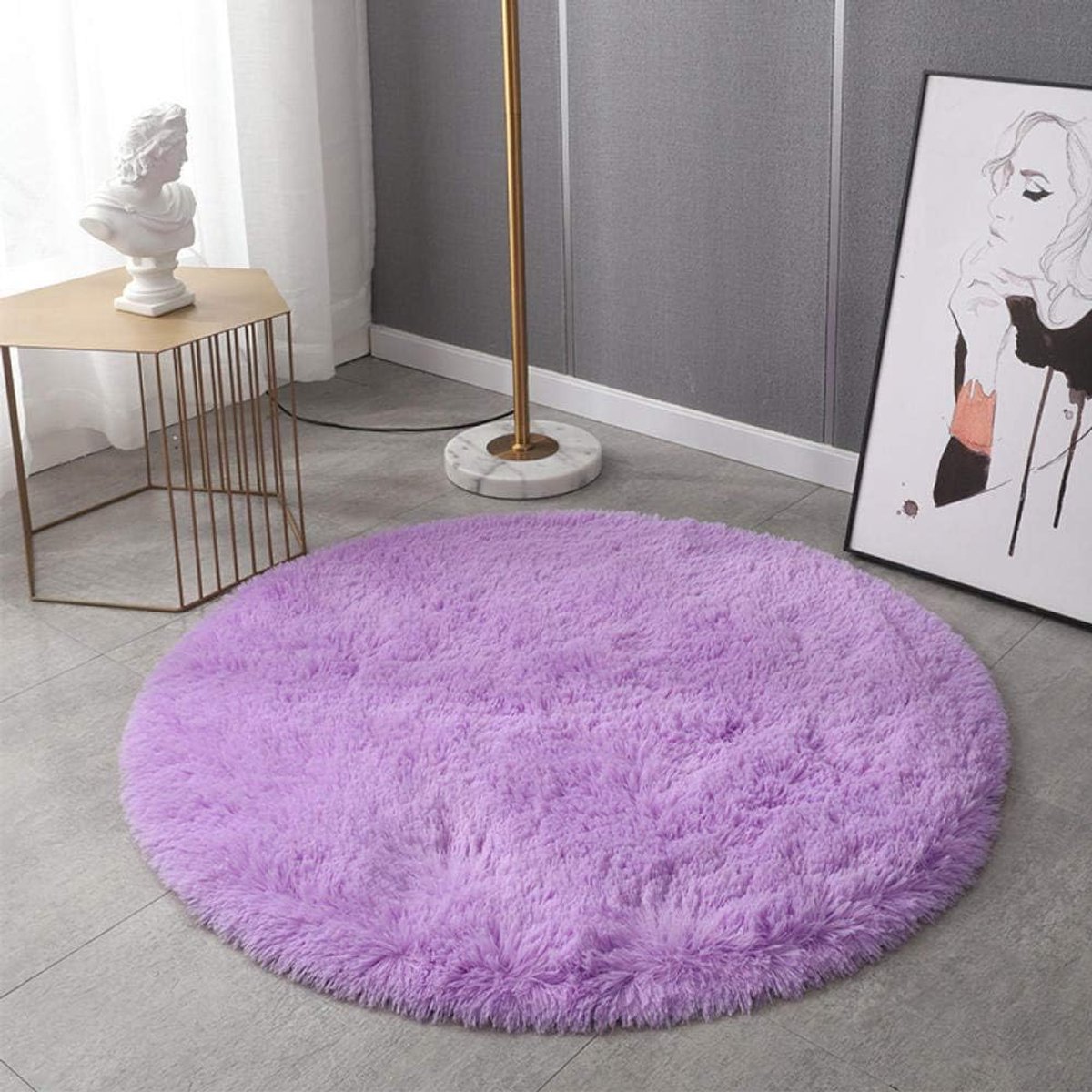 Rond Tapijt - Shaggy Vloerkleed - Woonkamer Decoratie - Zacht Lang Haar - 200cm Diameter -