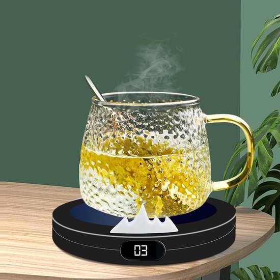 Kopverwarmer - Warme Dranken Plaat - Dranken Warm Houden - Automatische Uitschakeling - 13x13cm - Zwart — afbeelding 5
