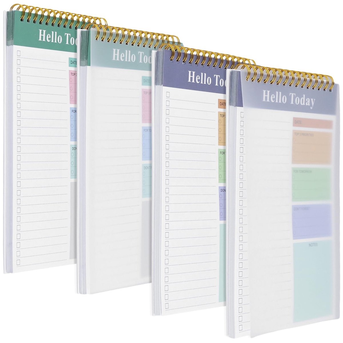 Dailygoods - 4 STKS To Do List Pad, Dagelijkse Planner Notepad, A5 Spiraal Ongedateerde Dagelijkse Planner voor Werk, Studie, Persoonlijke Taak Organisatie