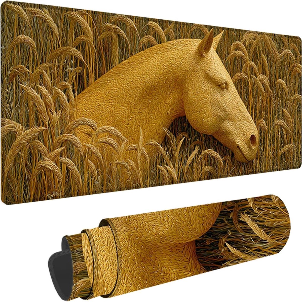 XXL Muismat - Bureauonderlegger - Werkplek Organisatie - Waterdicht Antislip - 70 x 40 cm - Geel Paard
