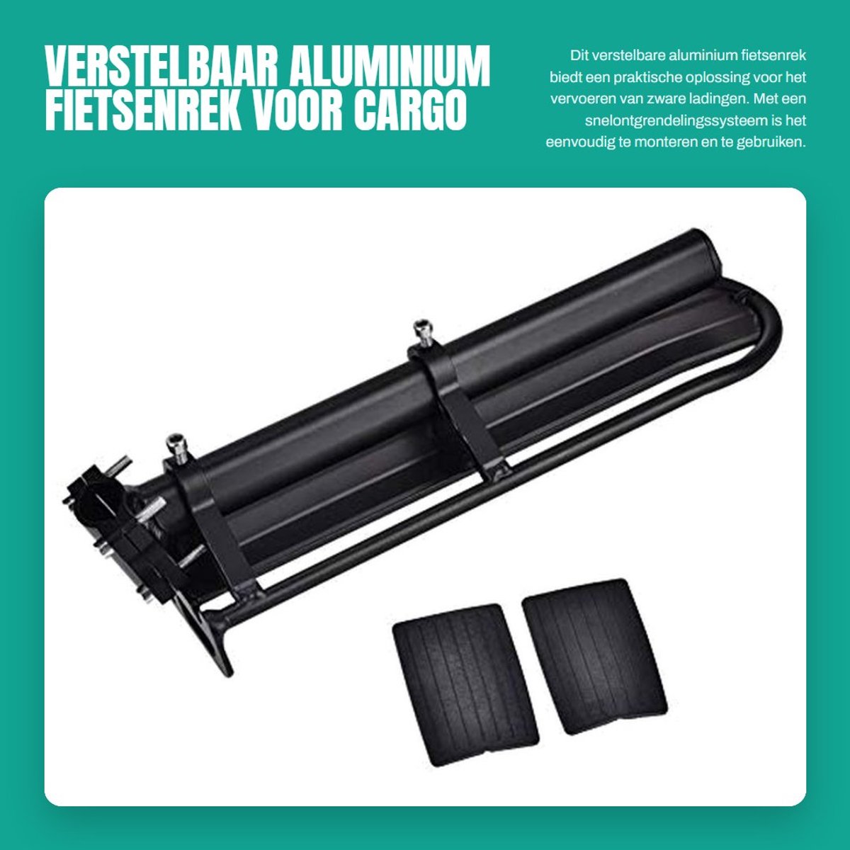 Dailygoods- Fietsenrek Verstelbaar - Achterste Bagagedrager - Gereedschapsloze Montage - Compact Ontwerp 33,3 x 11,7 cm - Verhoogde Laadveiligheid - Framegemonteerd