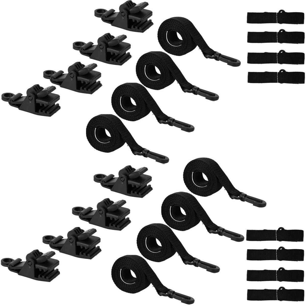 Dailygoods- Bevestigingsset voor Zwembadafdekkingen - 8 Nylon Banden - 8 Zonnehoes Clips - Klittenbandsluitingen - Kunststof - 165cm Lengte - Zwembadafdekking
