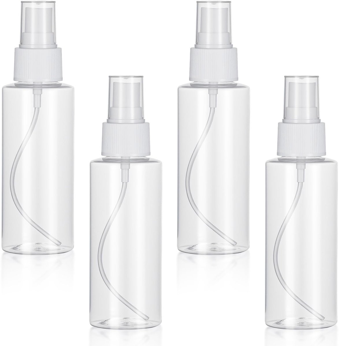 Dailygoods - 4 stuks kleine spuitfles, reisspuitfles, doorzichtige lege mini-plastic reisflessen fijne mist, navulbare containers, parfumflessen voor parfums en cosmetica