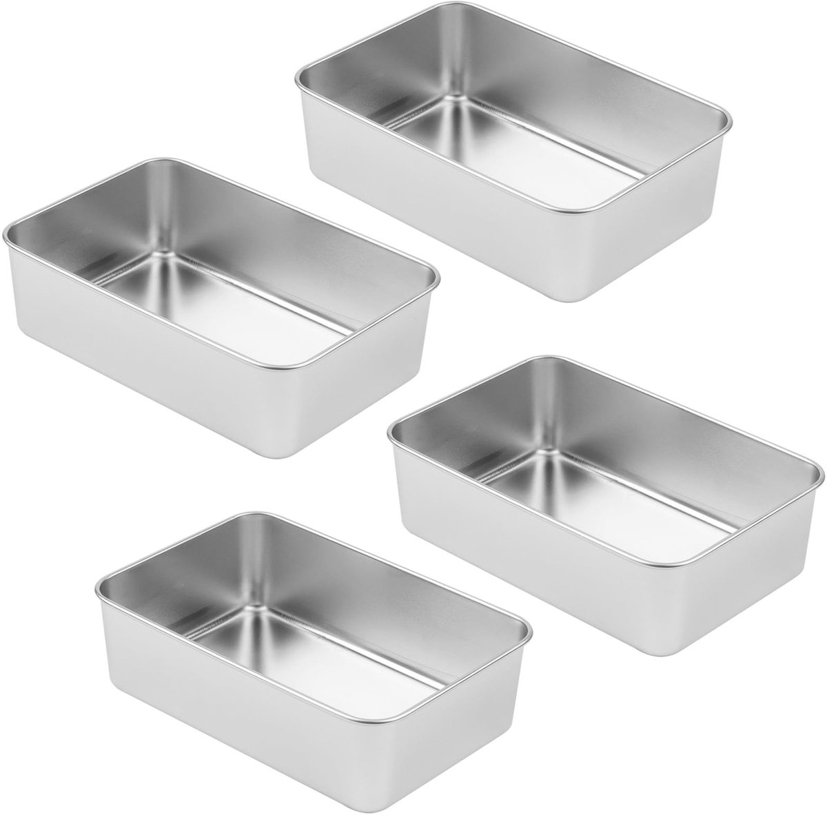 Dailygoods- Bakvorm Set van 4 - Rechthoekige Bakvormen - Roestvrij Staal - Vaatwasmachinebestendig - Ovenbestendig - Afmetingen 22 x 14,5 x 6 cm - Bakplaten