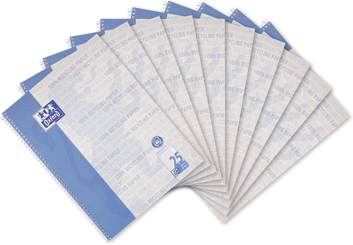 Collegeblok A4 - Notitieblok Gelinieerd - Schrijven en Noteren - Recycled Optisch Papier - 10 Stuks - Blauw