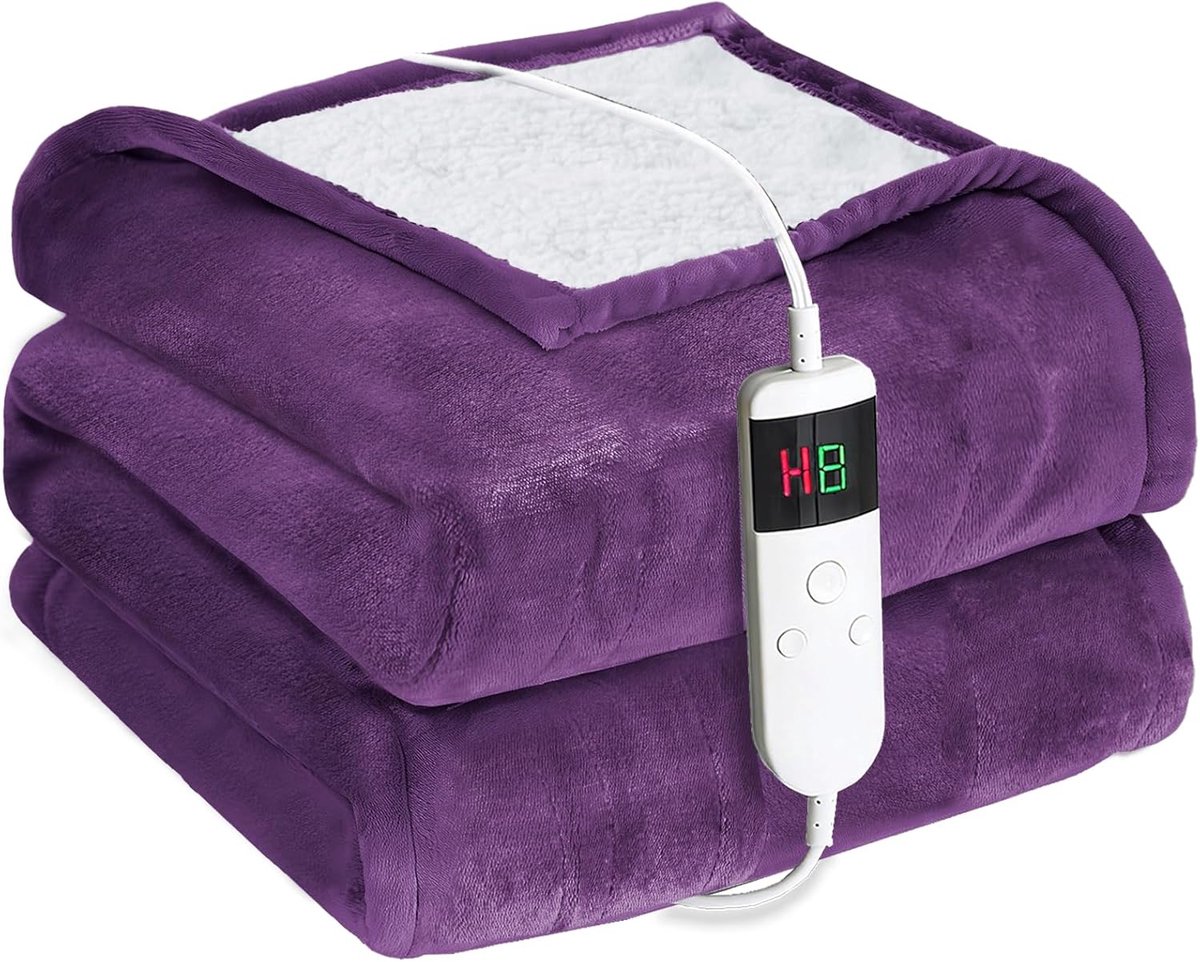 Elektrische Deken - Verwarmde Plaid - Gezellig Warm Blijven - 10 Warmtestanden - 130 x 180 cm - Grijs