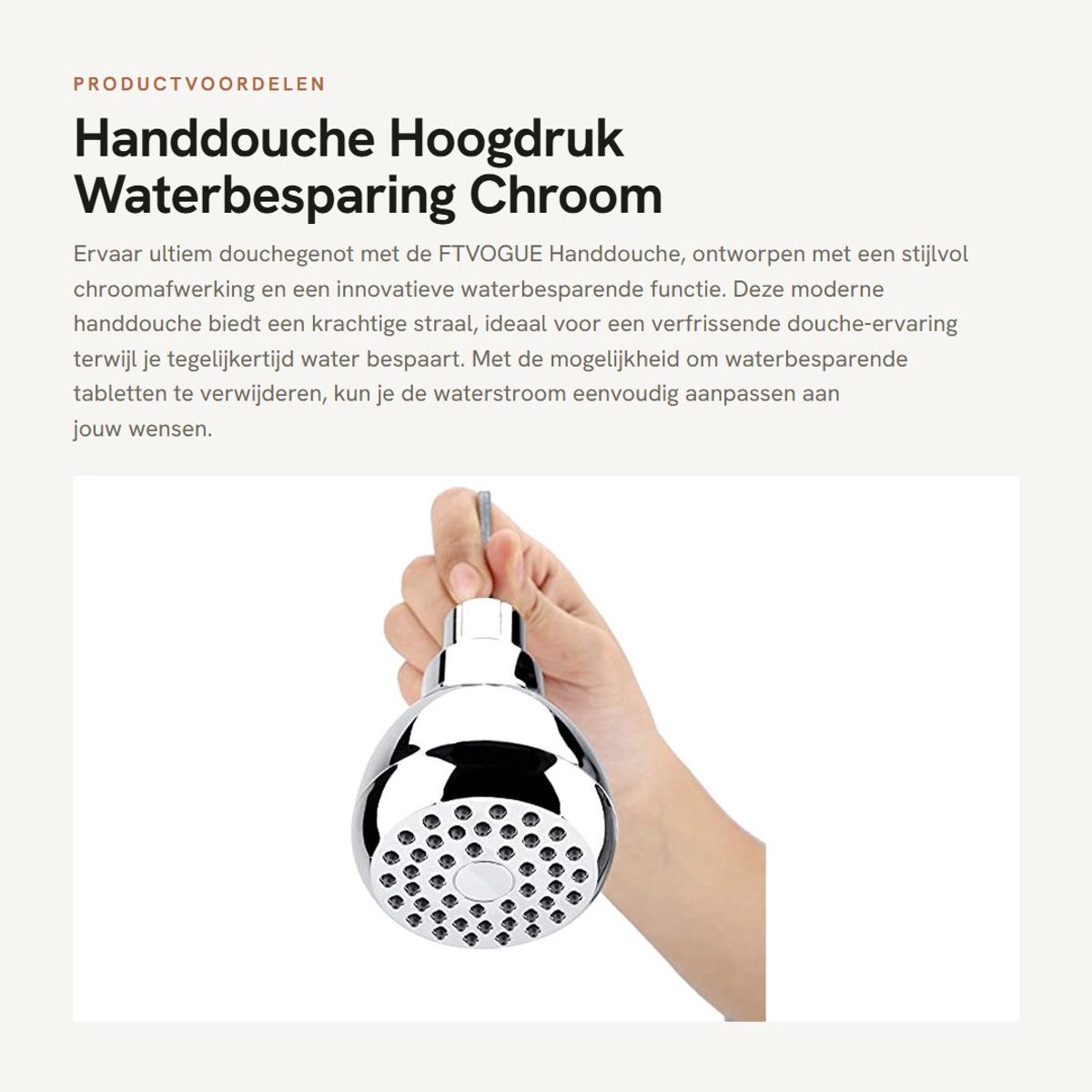 Dailygoods- Douchekop Hoge Druk - Waterbesparend - Robuuste Constructie - Eenvoudig te Installeren - ABS Kunststof - Messing Aansluitingen - Douchekoppen