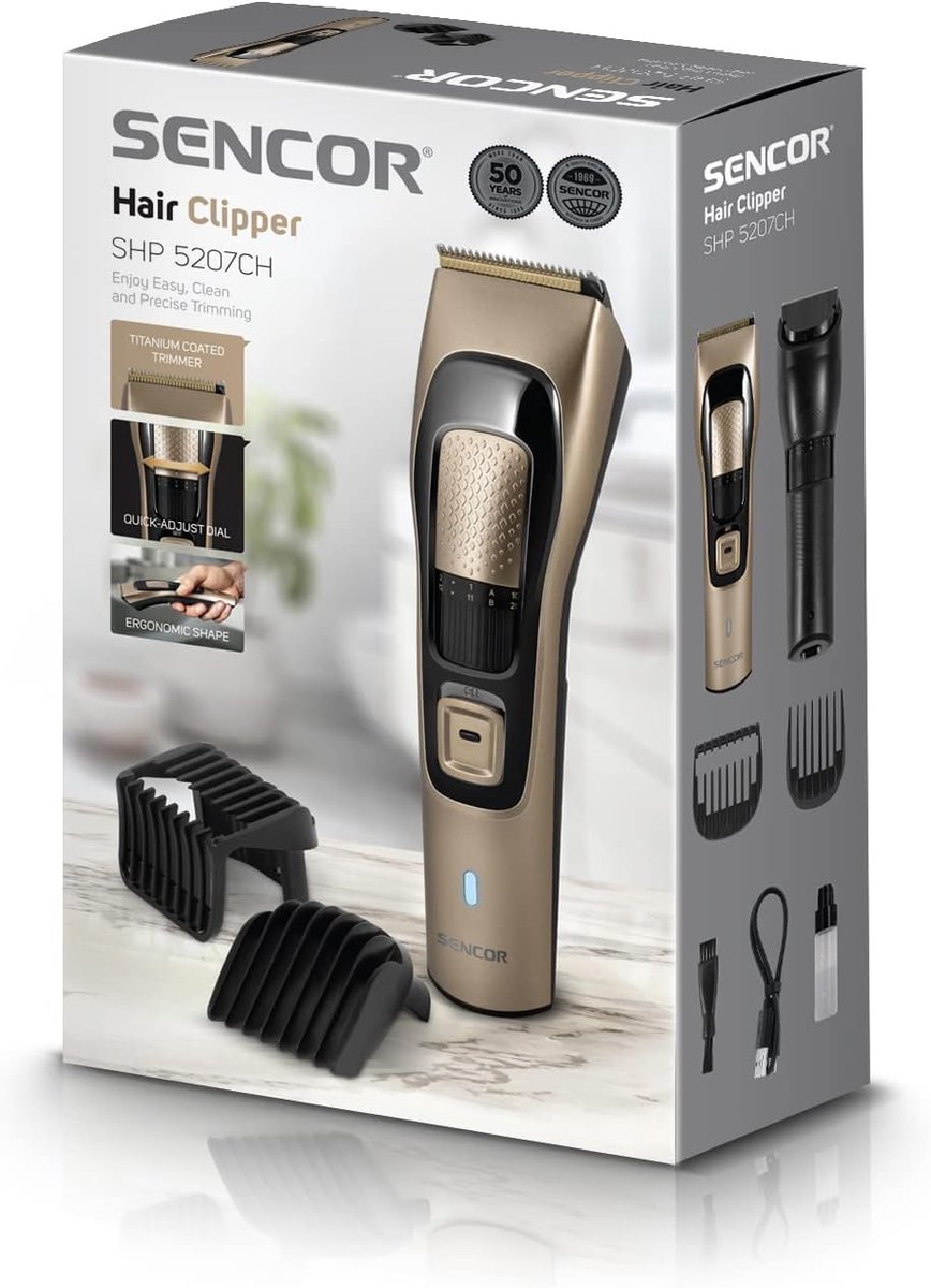 Baard trimmer - Gezichtshaar trimmer - Precisie trimmen - Titanium gecoate bladen - 38 lengtes - Zwart