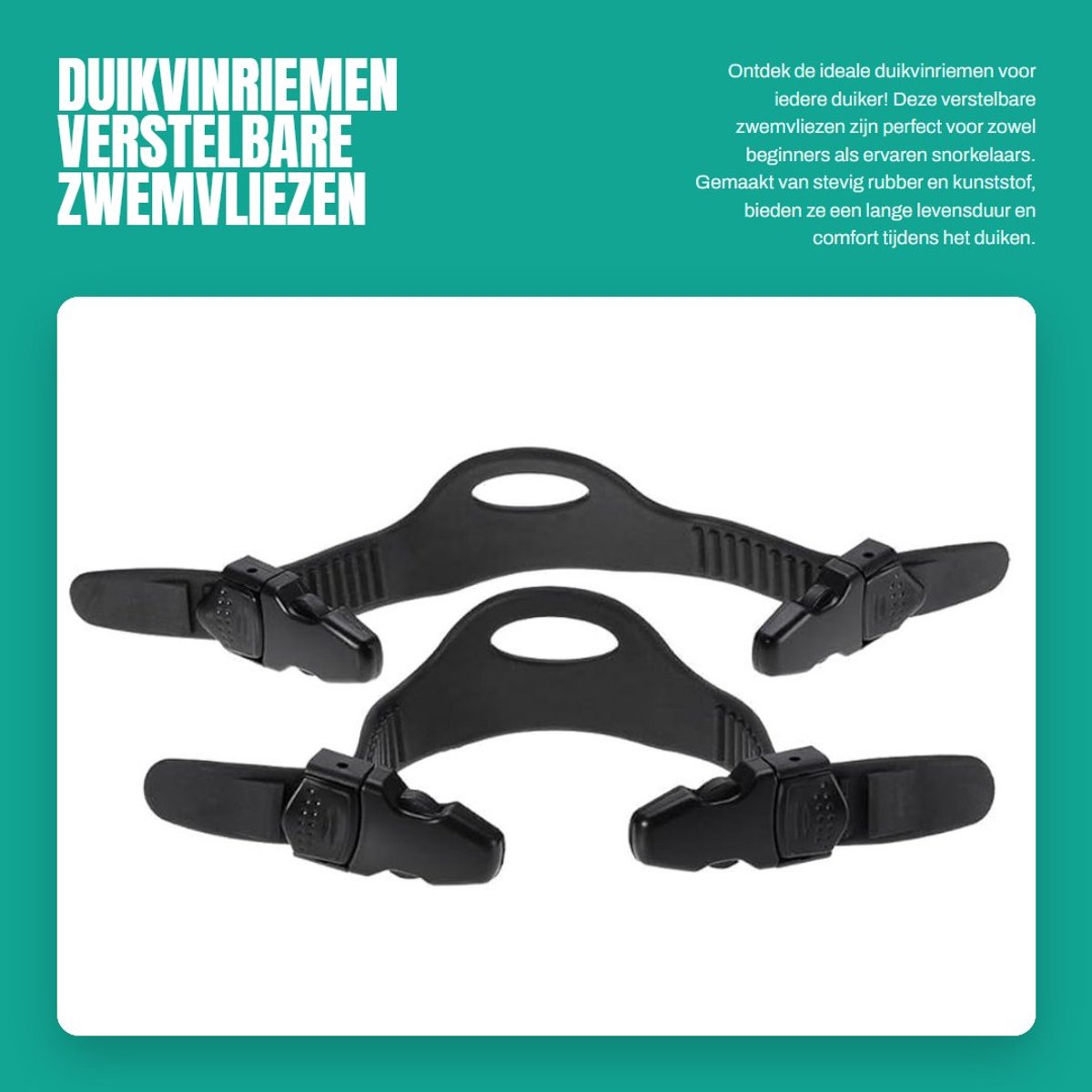 Dailygoods- Duikvinriemen Verstelbaar - Duikaccessoires - Snorkelvinnen - Rubber/Kunststof - Meerdere Maten - Duurzaam Materiaal - Vinriemen