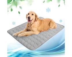 Koelmat Hond - Zelfkoelende Hondenmat - Verkoelend Koelkussen voor Honden en Katten - Waterdicht en Antislip - Voor Bench, Mand en Auto - 70 x 55 cm - Lichtgrijs