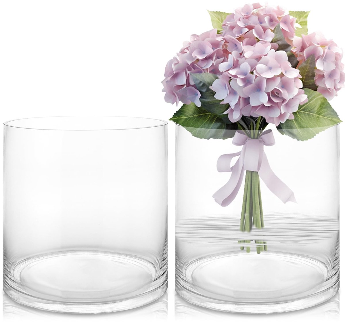 Dailygoods - Glazen Cilindervaas - Tafeldecoratie - Transparant - Bloemenvaas - 2 Stuks - Ideaal Voor Huis En Kantoor