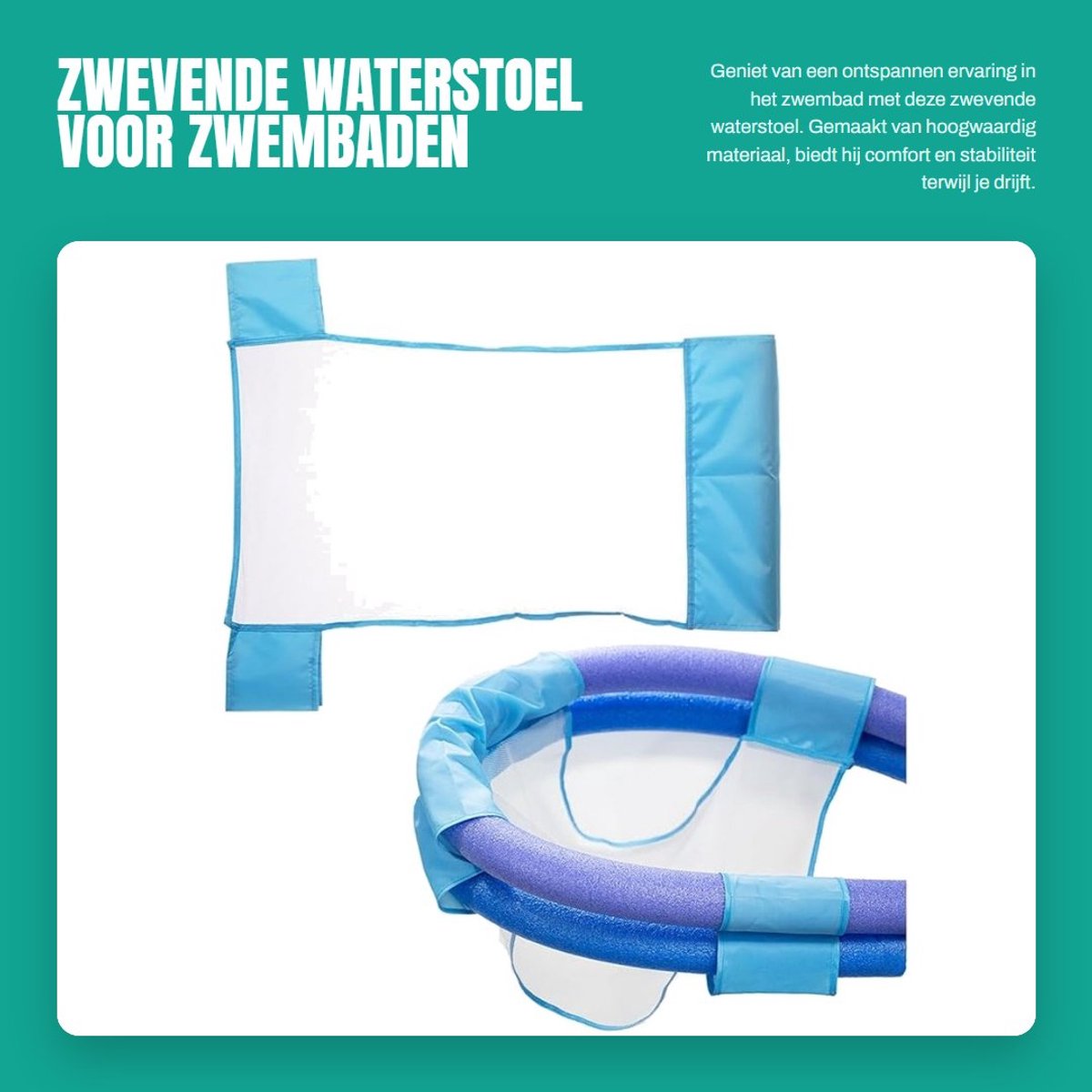 Dailygoods- Zwemstoel Opvouwbaar - Drijvende Waterstoel - Lichtgewicht Noodle Chair - Duurzaam Netmateriaal - Perfect voor Zwembaden - Eenvoudig Mee te Nemen - Drijvende Stoel