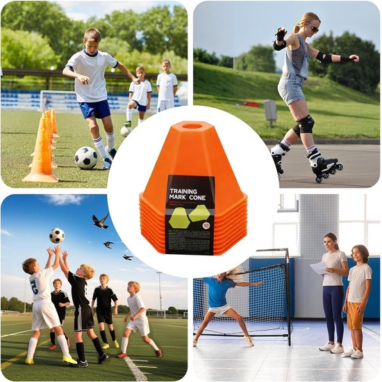 Voetbaltrainingskegels Set - Wendbaarheidsmarkeringen Sport - Sportieve Vaardigheden Verbeteren - Hoge Zichtbaarheid Ontwerp - 10 Stuks - Meerkleurig — afbeelding 5